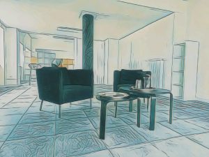 Raum mit Sessel Comic