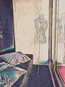 Sitz mit Püppi Comic